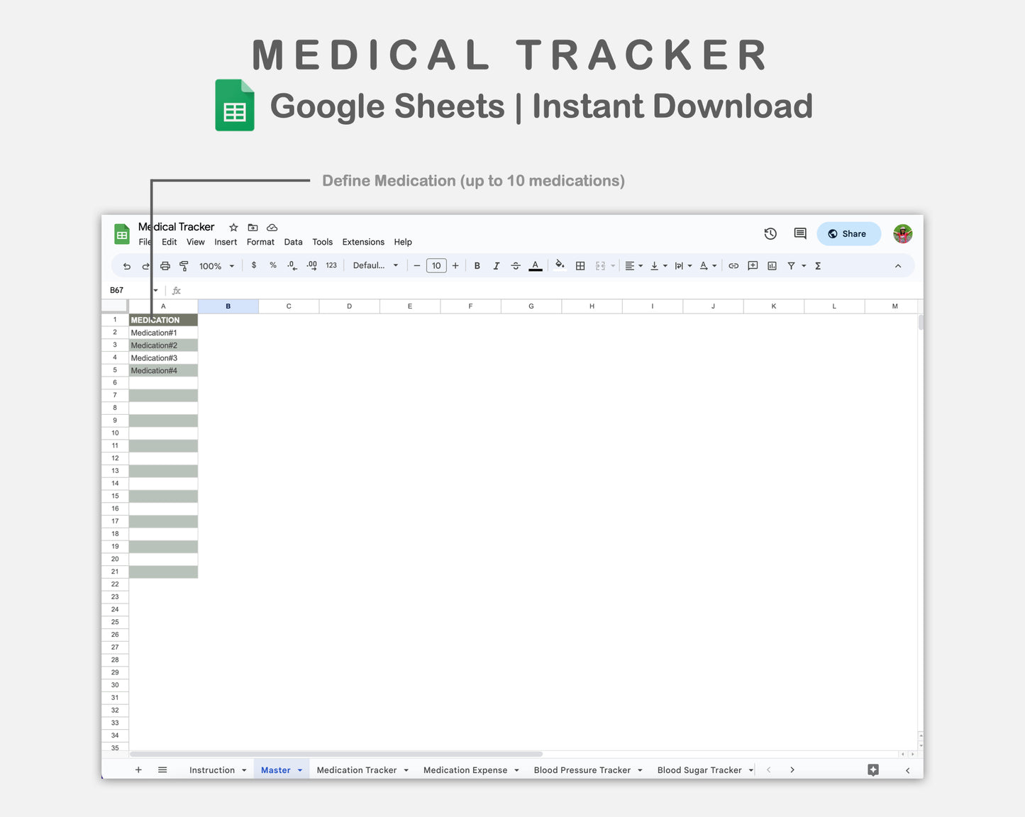 Google Sheets - Medical Tracker - Earthy
