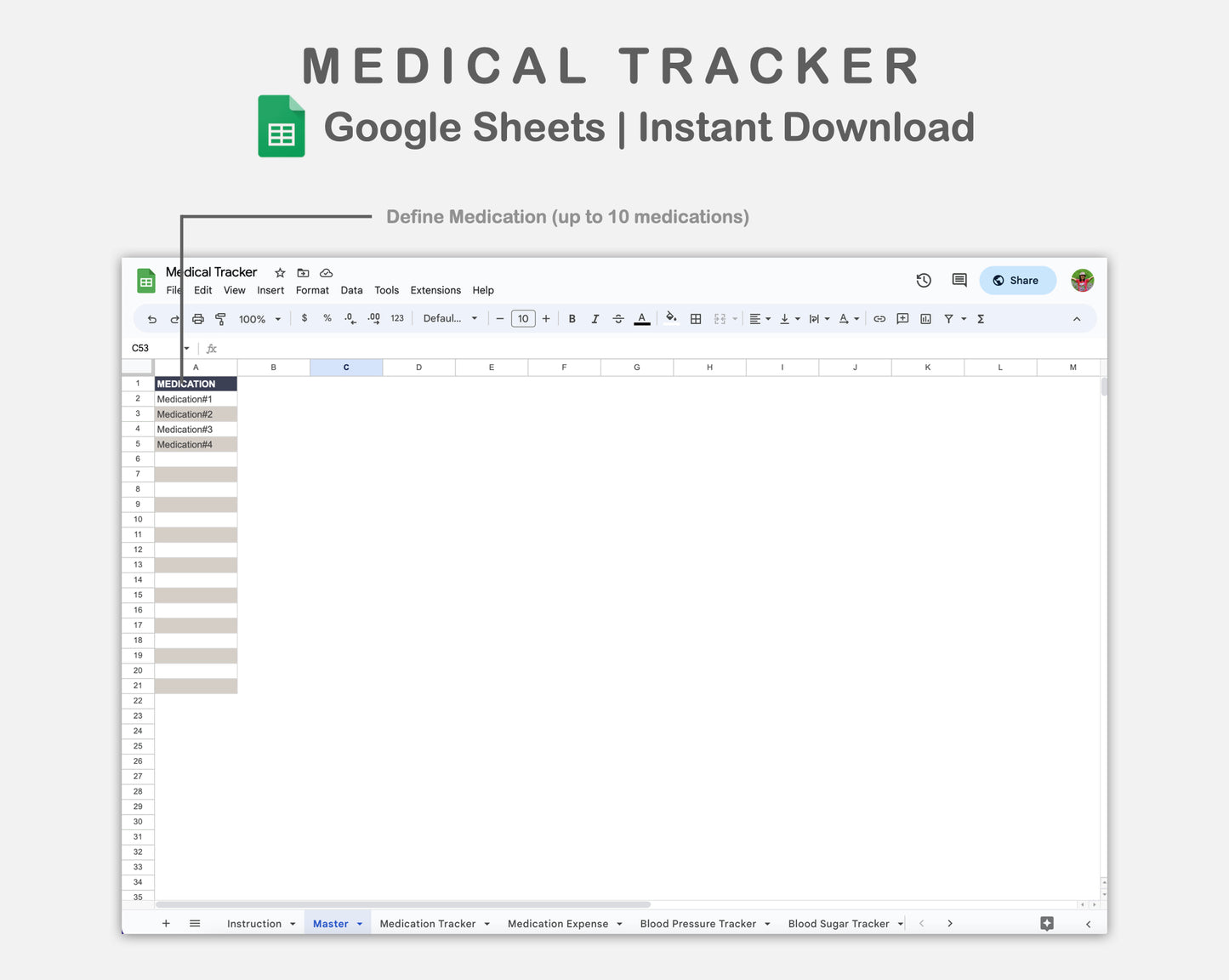 Google Sheets - Medical Tracker - Sweet