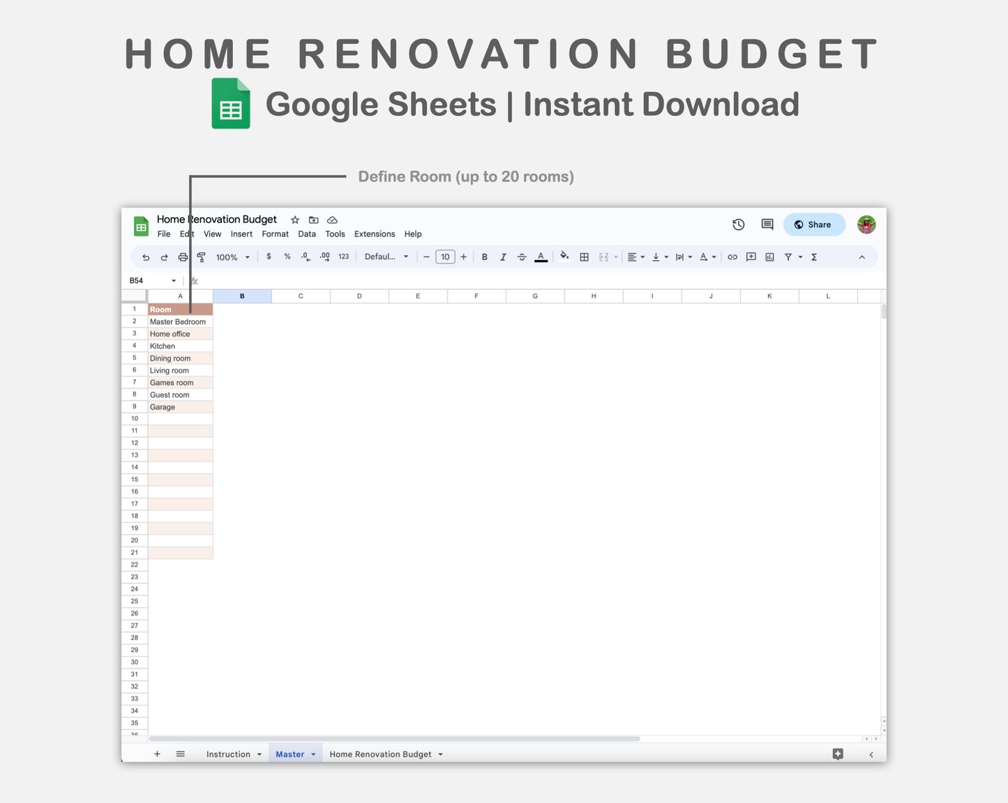 Google Sheets - Home Renovation Budget - Neutral
