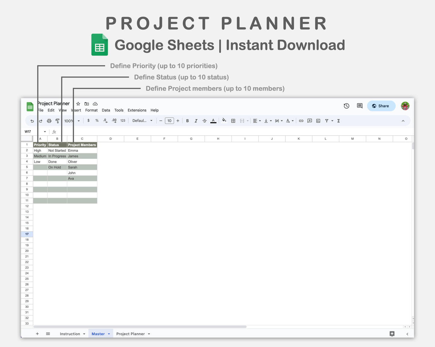 Google Sheets - Project Planner - Earthy