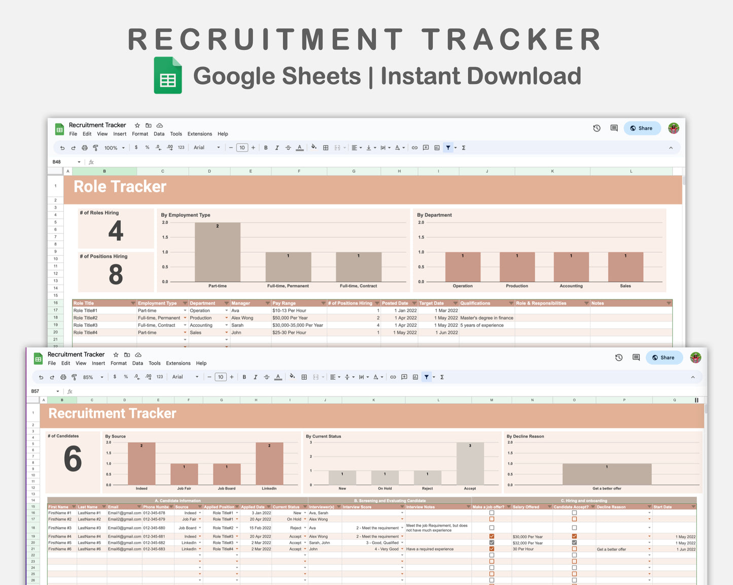 Google Sheets - Recruitment Tracker - Neutral