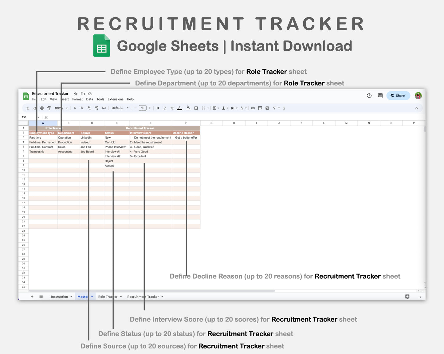 Google Sheets - Recruitment Tracker - Neutral