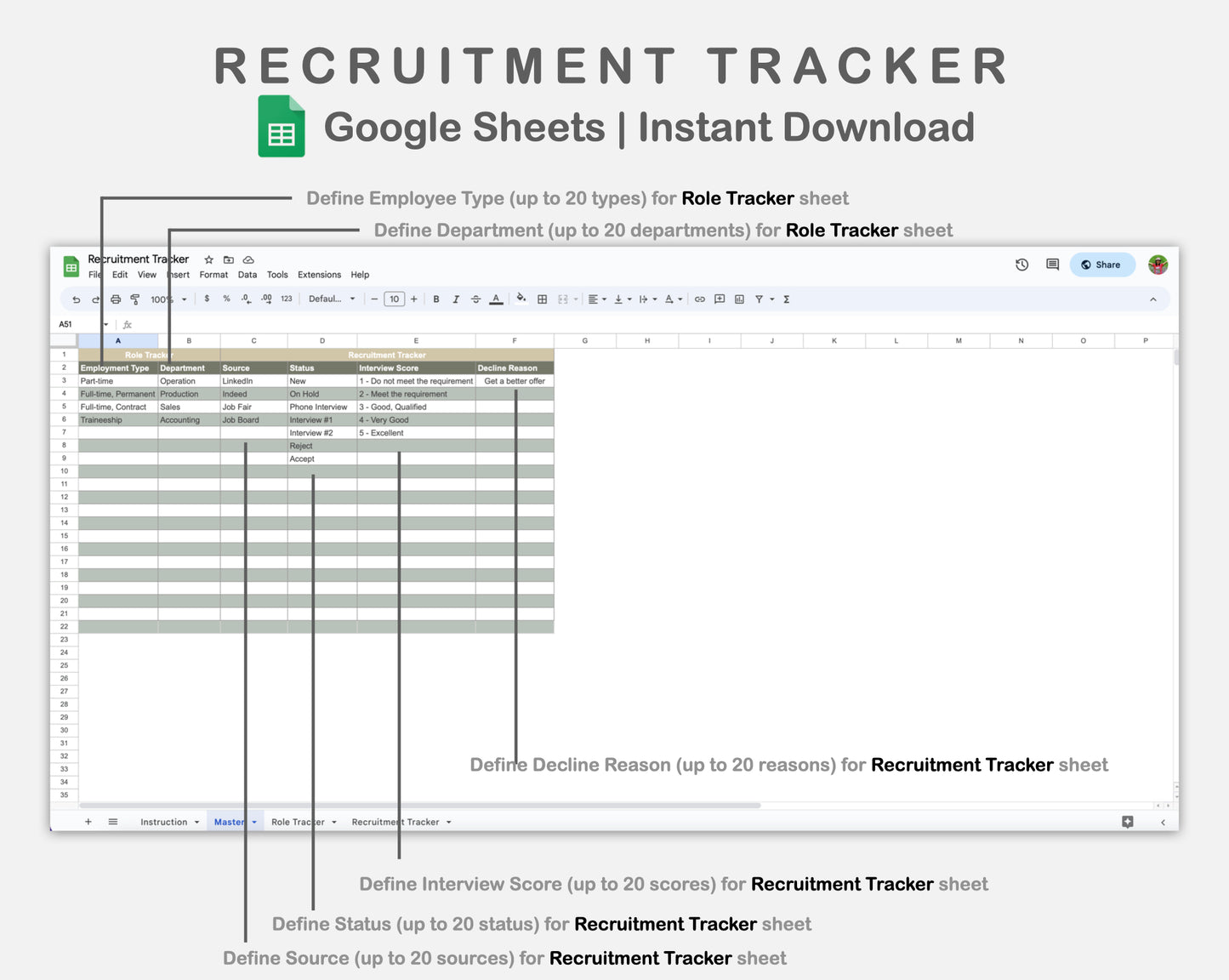 Google Sheets - Recruitment Tracker - Earthy