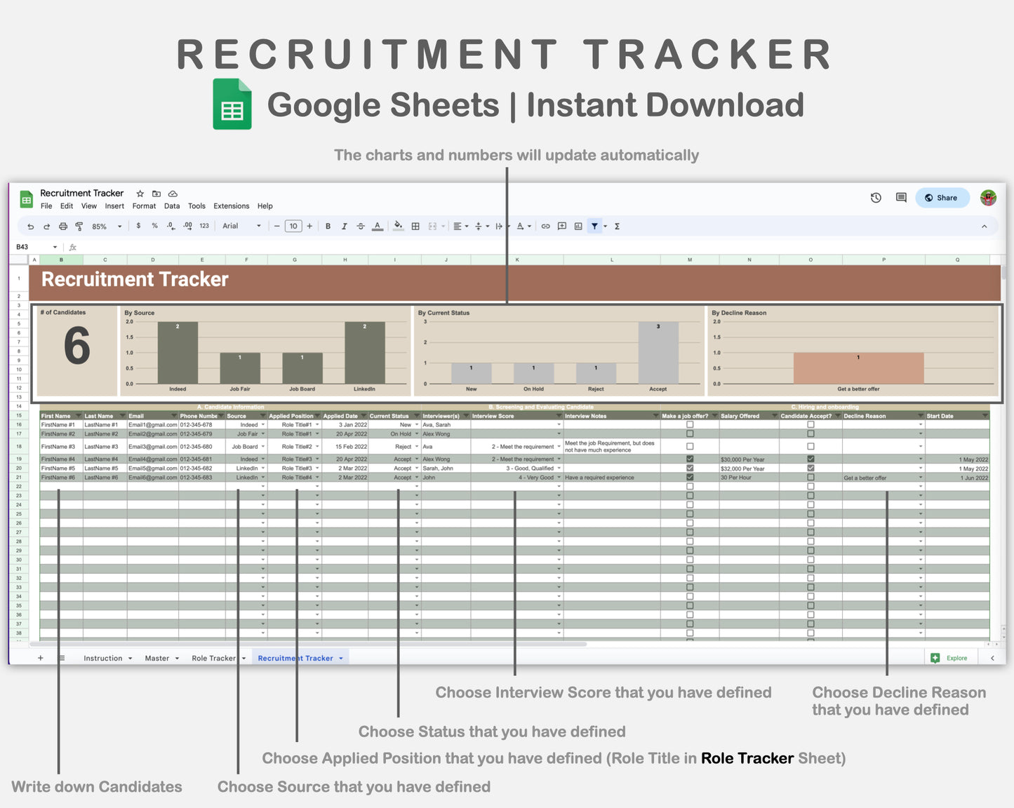 Google Sheets - Recruitment Tracker - Earthy