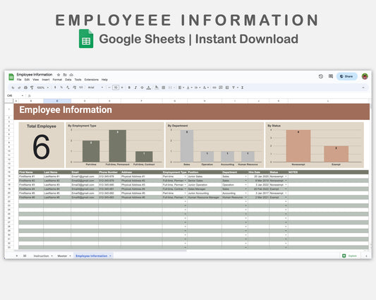 Google Sheets - Employee Information - Earthy