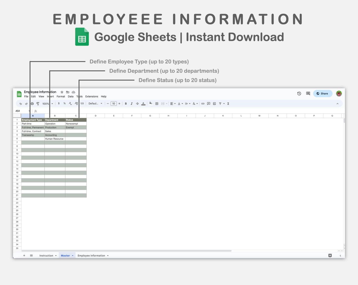 Google Sheets - Employee Information - Earthy