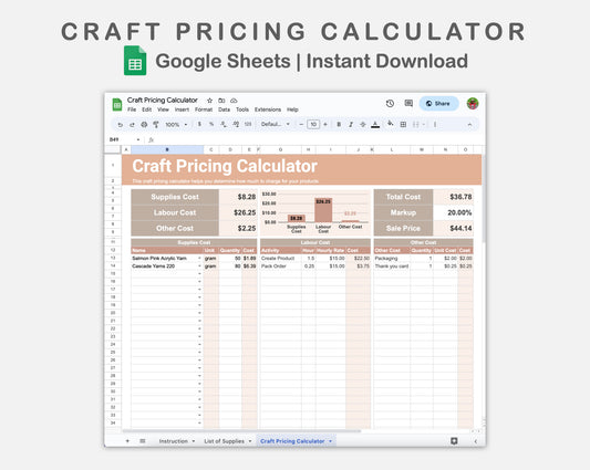 Google Sheets - Craft Pricing Calculator - Neutral