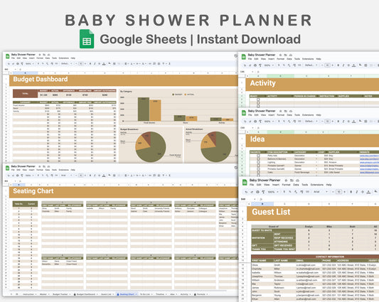 Google Sheets - Baby Shower Planner - Boho