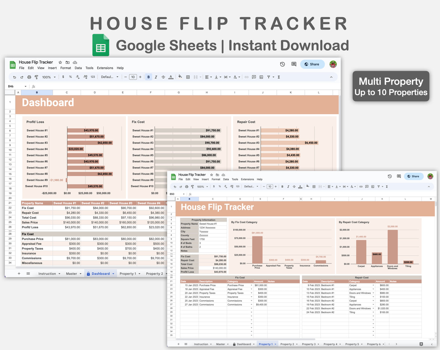 Google Sheets - House Flip Tracker - Neutral