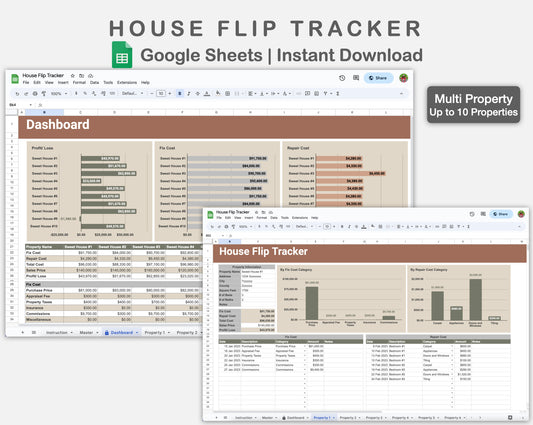 Google Sheets - House Flip Tracker - Earthy