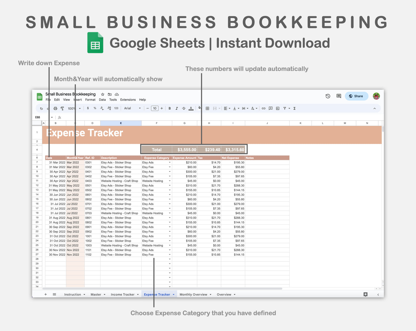 Google Sheets - Small Business Bookkeeping - Neutral