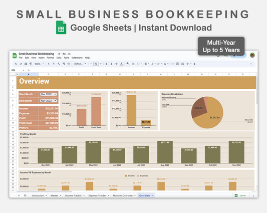 Google Sheets - Small Business Bookkeeping - Boho