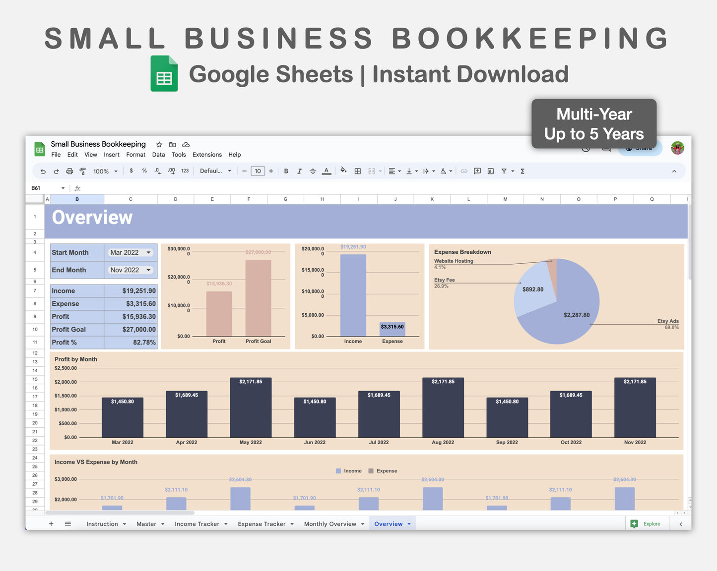 Google Sheets - Small Business Bookkeeping - Sweet
