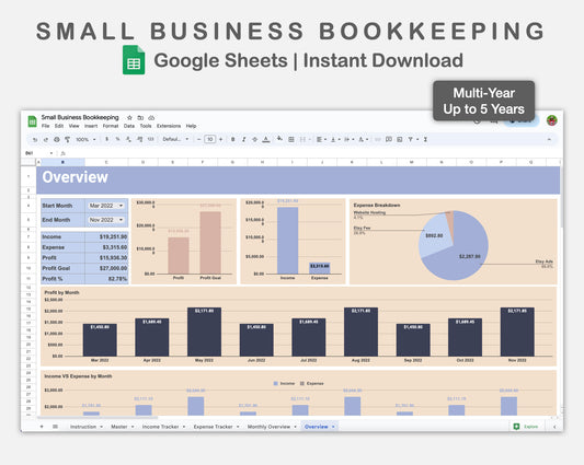 Google Sheets - Small Business Bookkeeping - Sweet