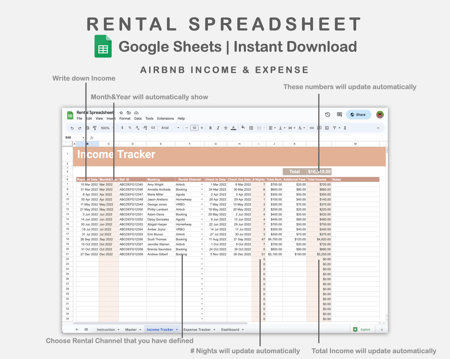 Google Sheets - Rental Spreadsheet - Neutral