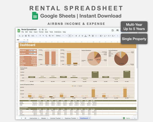 Google Sheets - Rental Spreadsheet - Boho