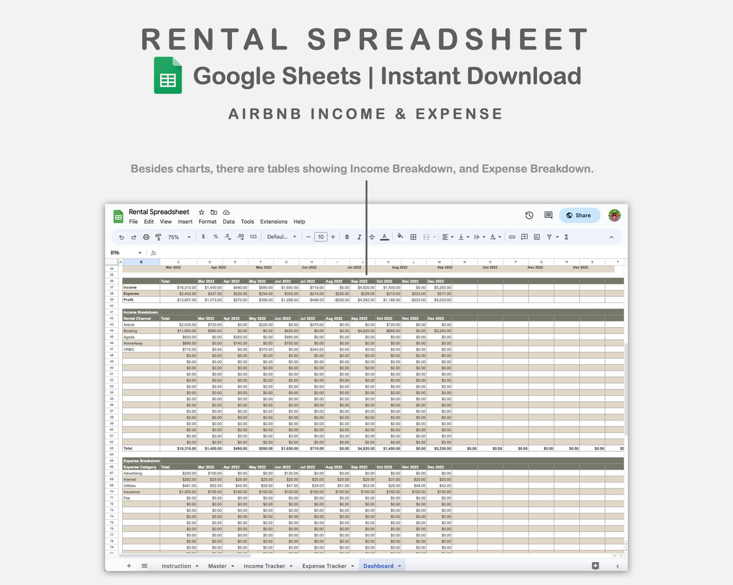 Google Sheets - Rental Spreadsheet - Earthy