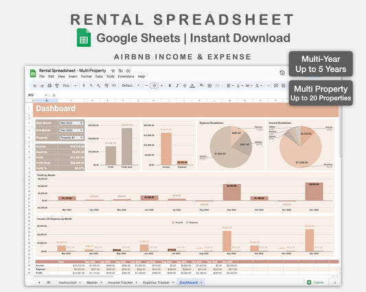 Google Sheets - Rental Spreadsheet - Multi Property - Neutral
