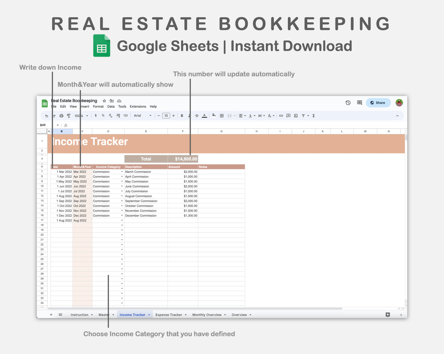 Google Sheets - Real Estate Bookkeeping - Neutral