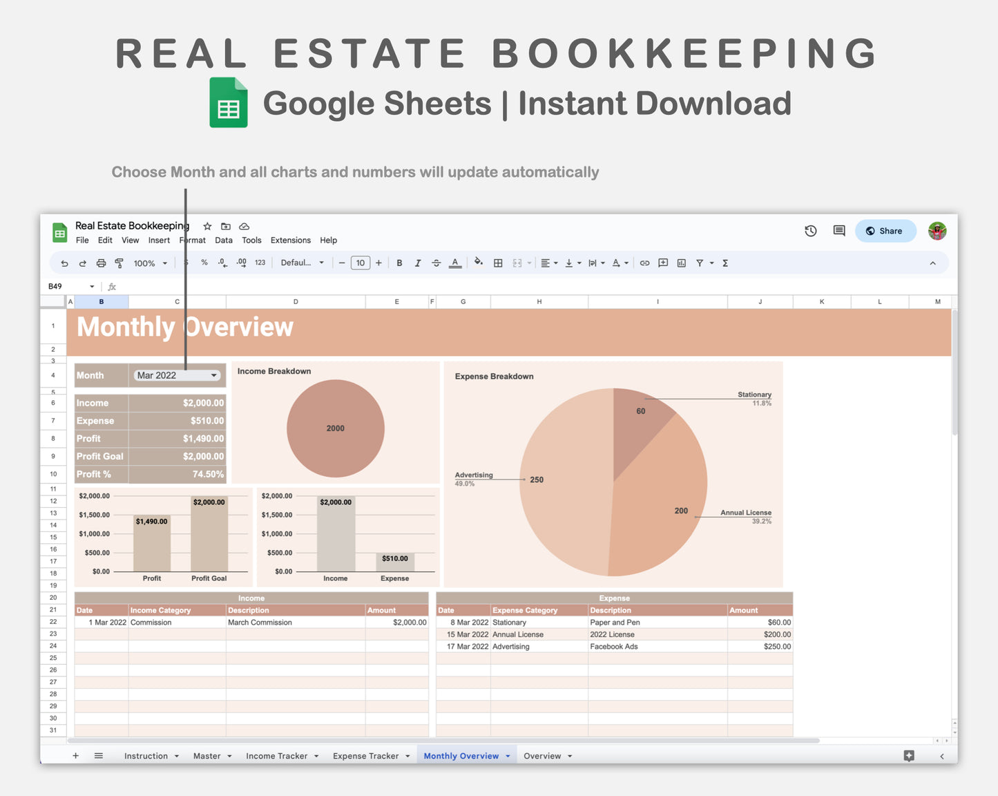 Google Sheets - Real Estate Bookkeeping - Neutral