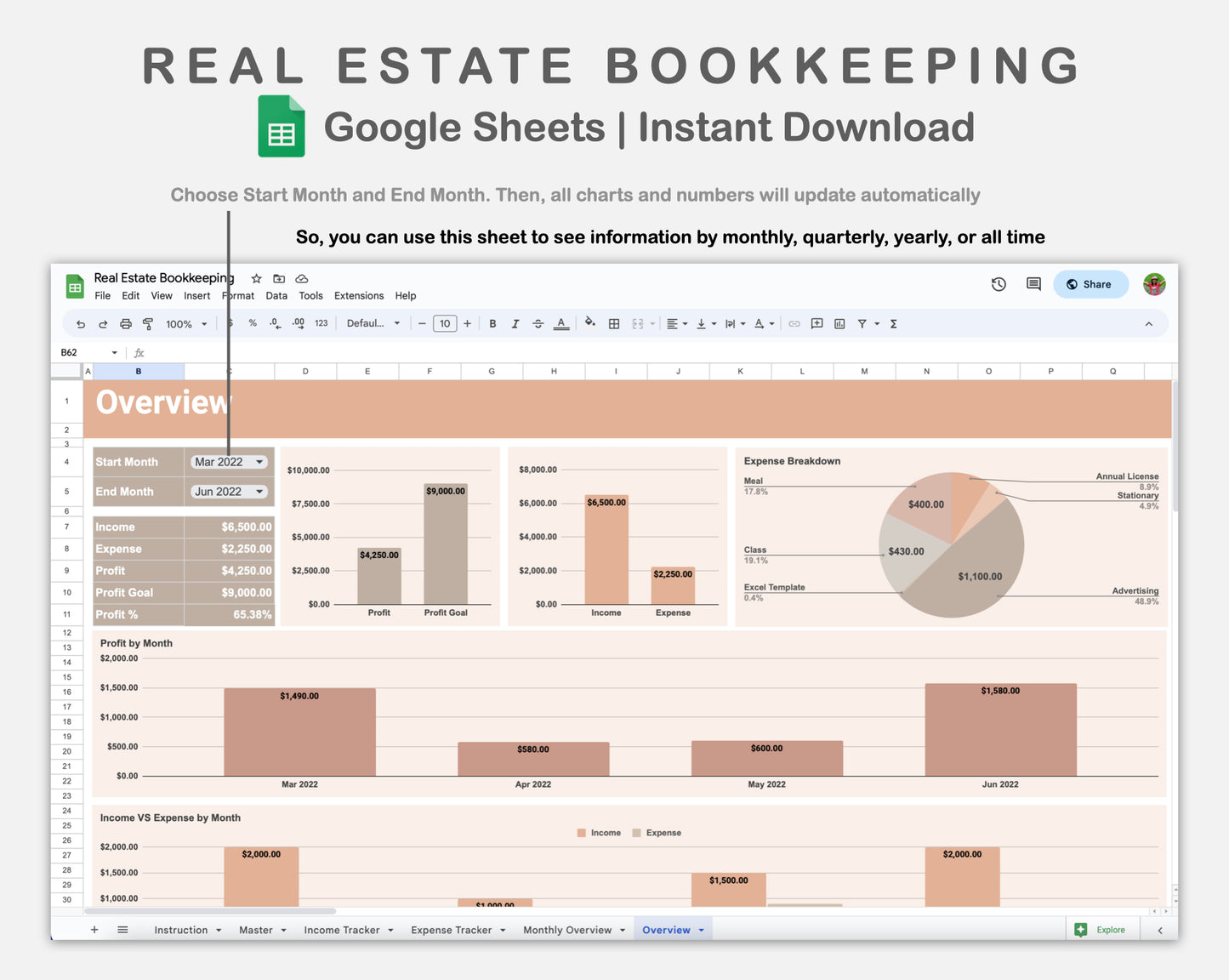 Google Sheets - Real Estate Bookkeeping - Neutral