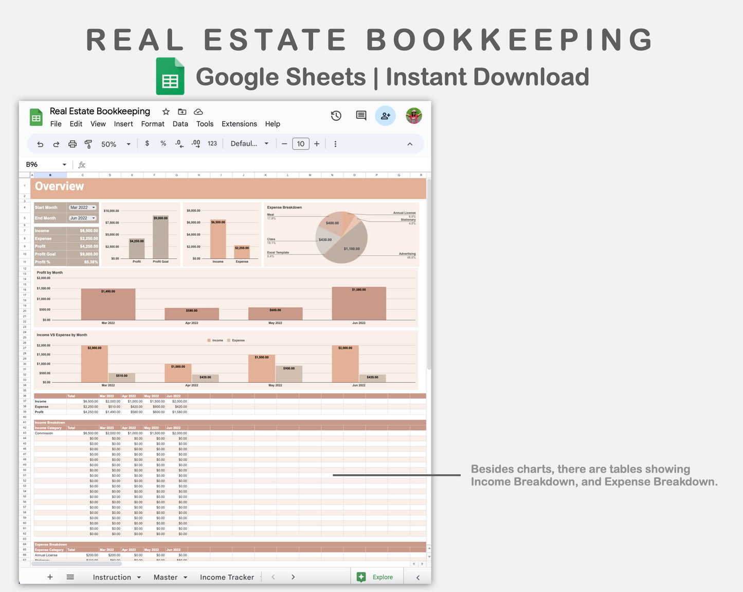 Google Sheets - Real Estate Bookkeeping - Neutral