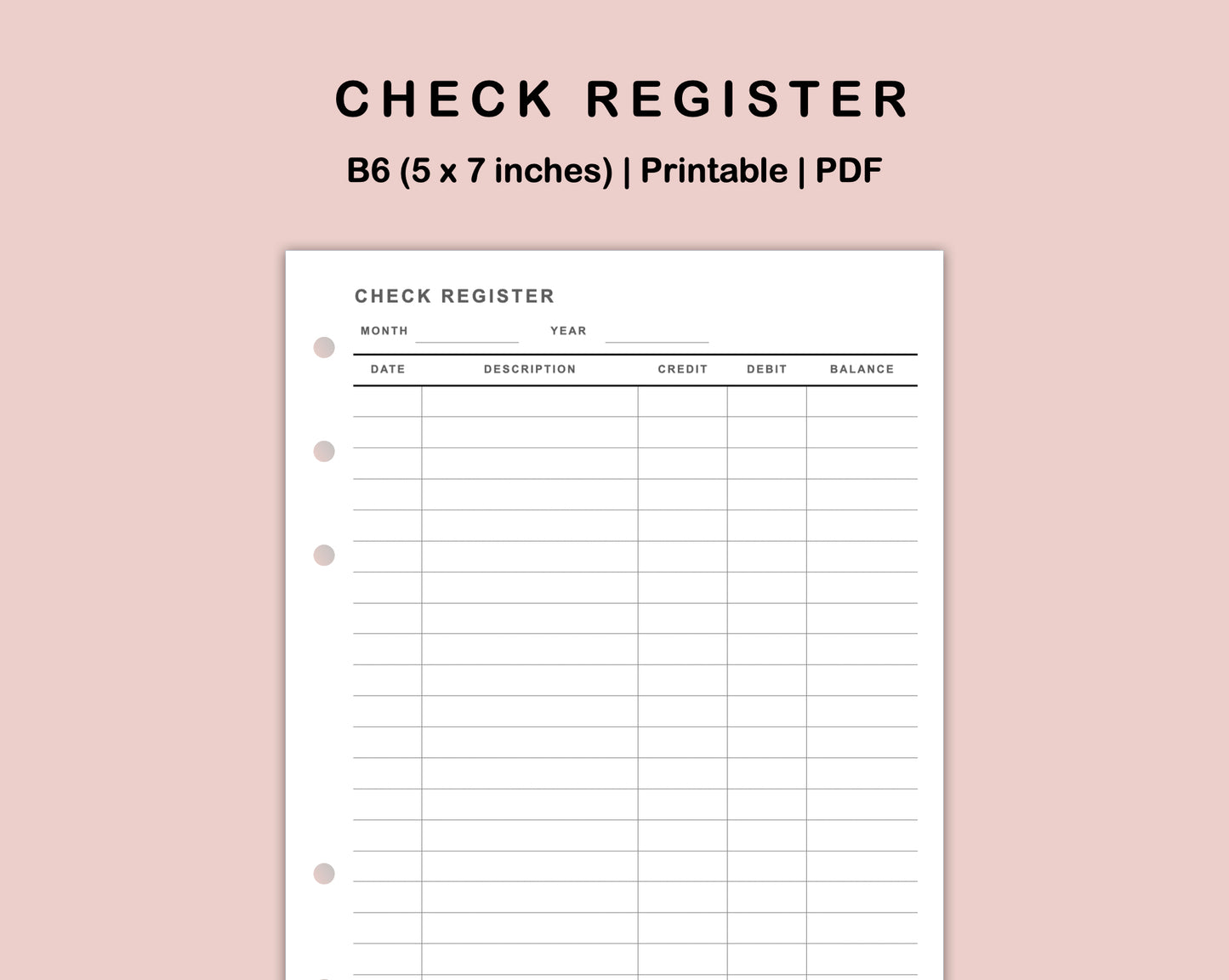 B6 Inserts - Check Register