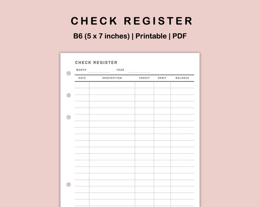 B6 Inserts - Check Register