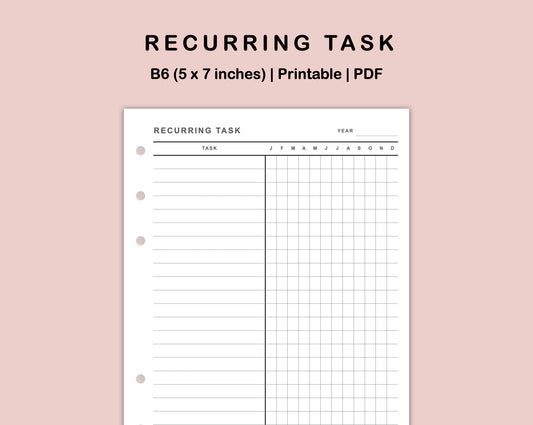 B6 Inserts - Recurring Task