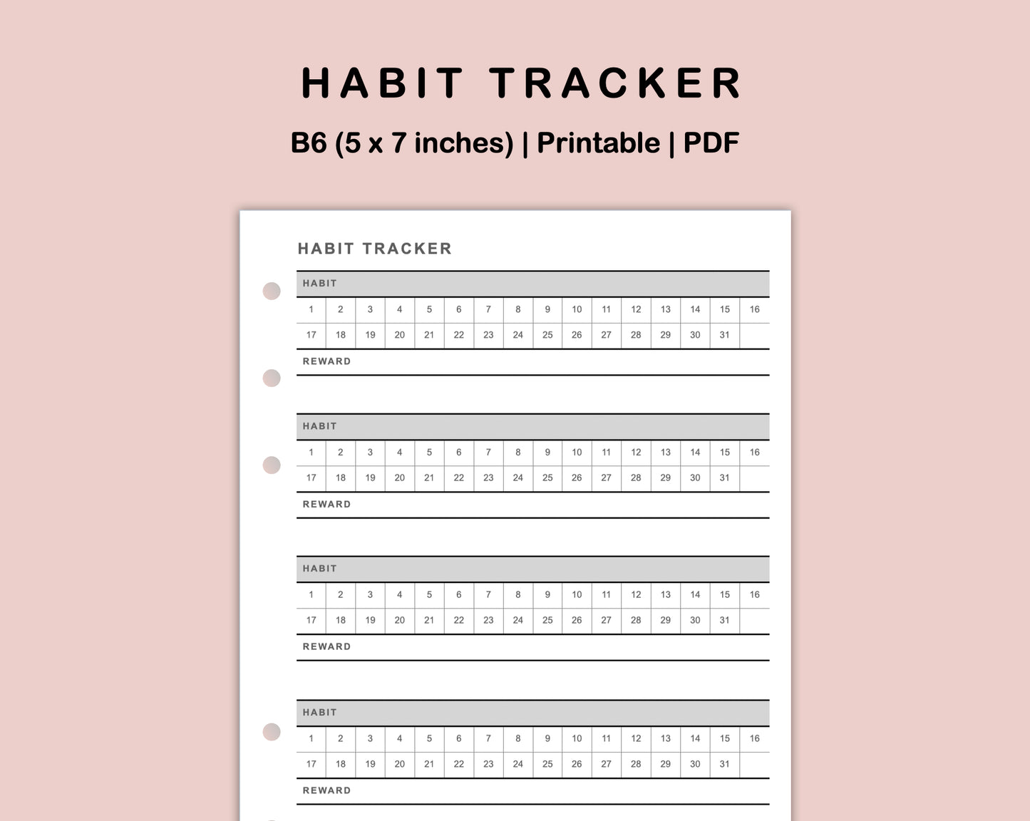 B6 Inserts - Habit Tracker