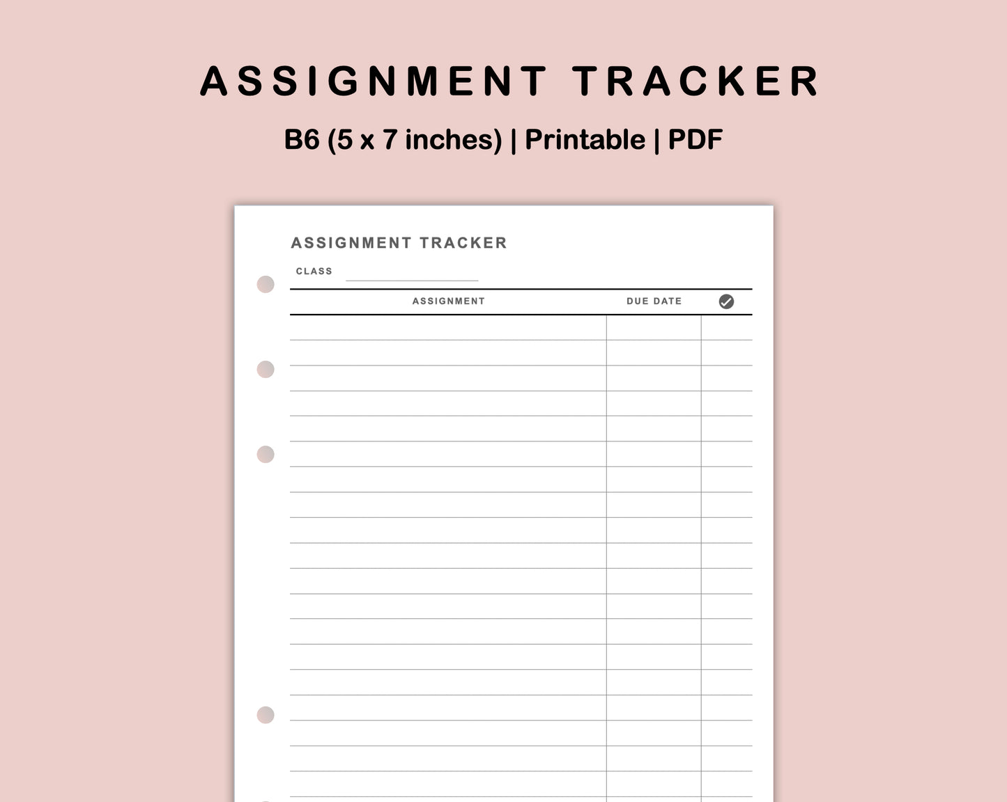 B6 Inserts - Assignment Tracker