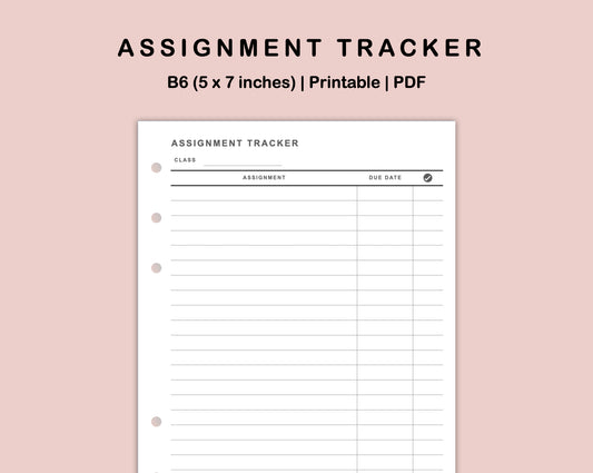 B6 Inserts - Assignment Tracker