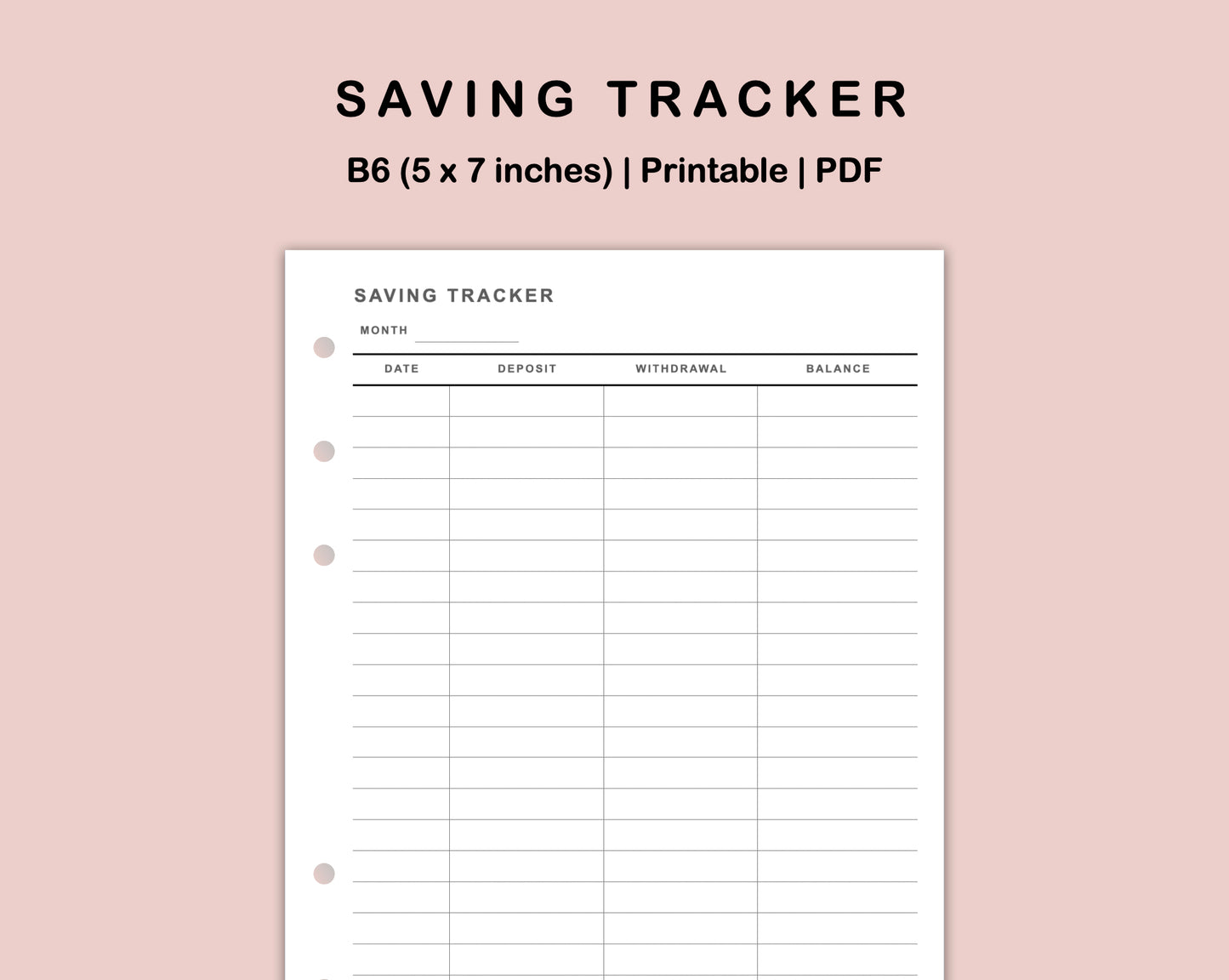 B6 Inserts - Saving Tracker