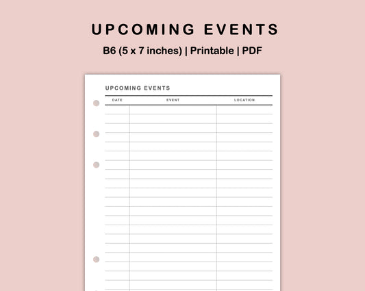 B6 Inserts - Upcoming Event