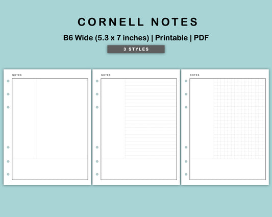 B6 Wide Inserts - Cornell Notes