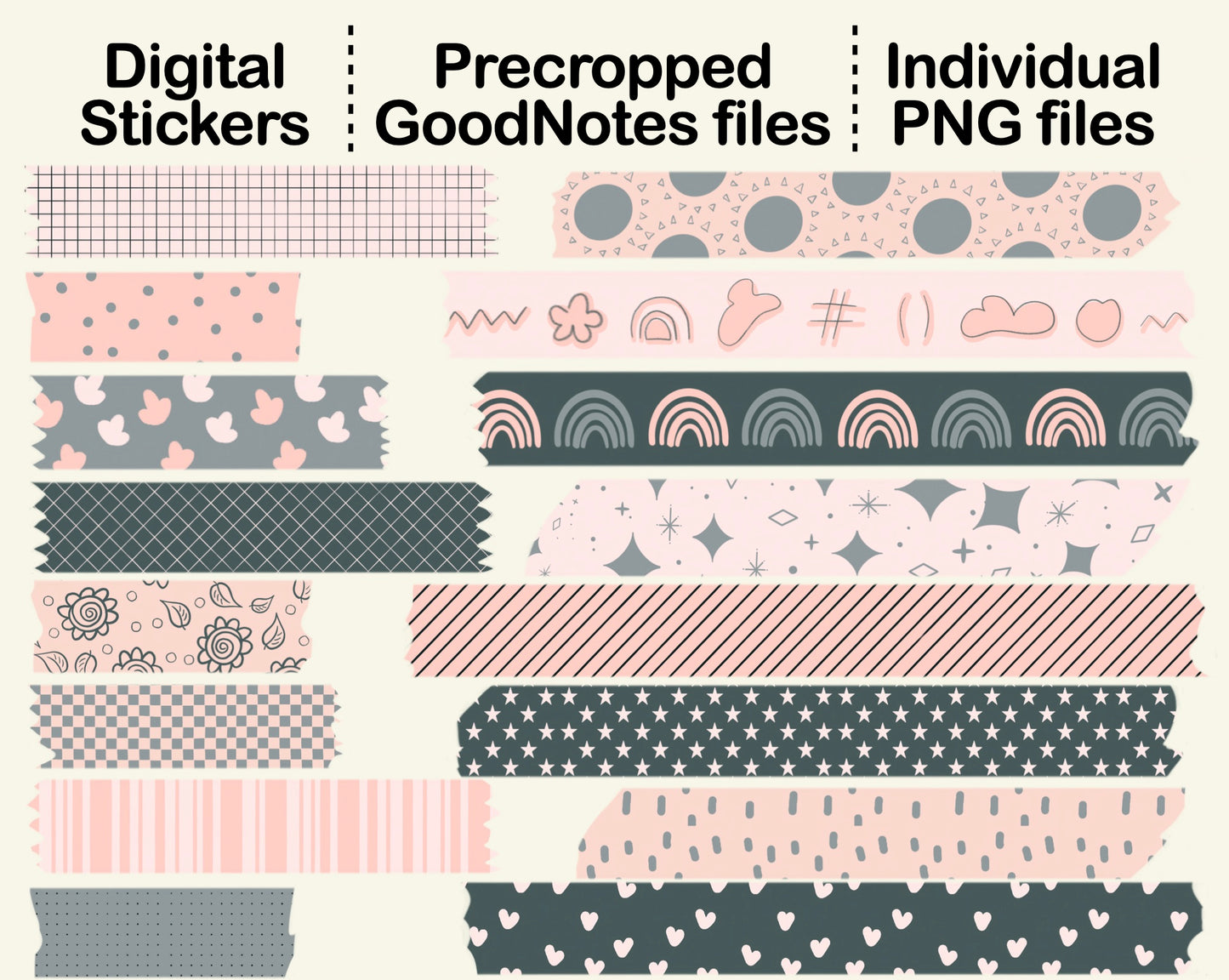 Digital Washi Tape - Pink and Grey