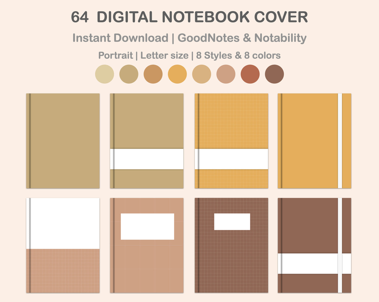 Digital Notebook Cover - Portrait - Warm