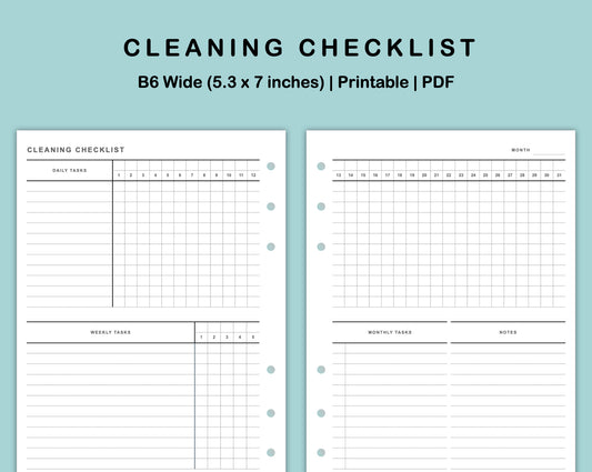 B6 Wide Inserts - Cleaning Checklist
