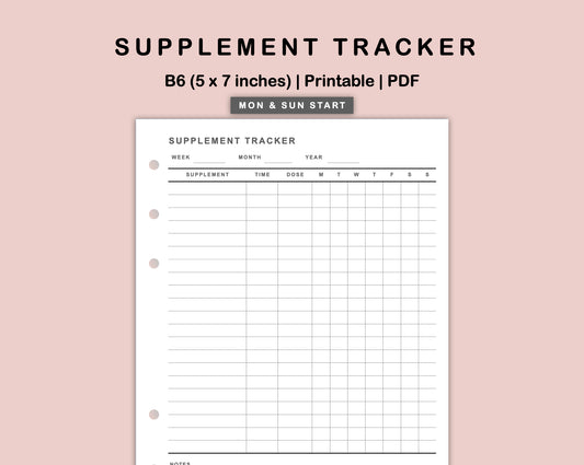 B6 Inserts - Supplement Tracker