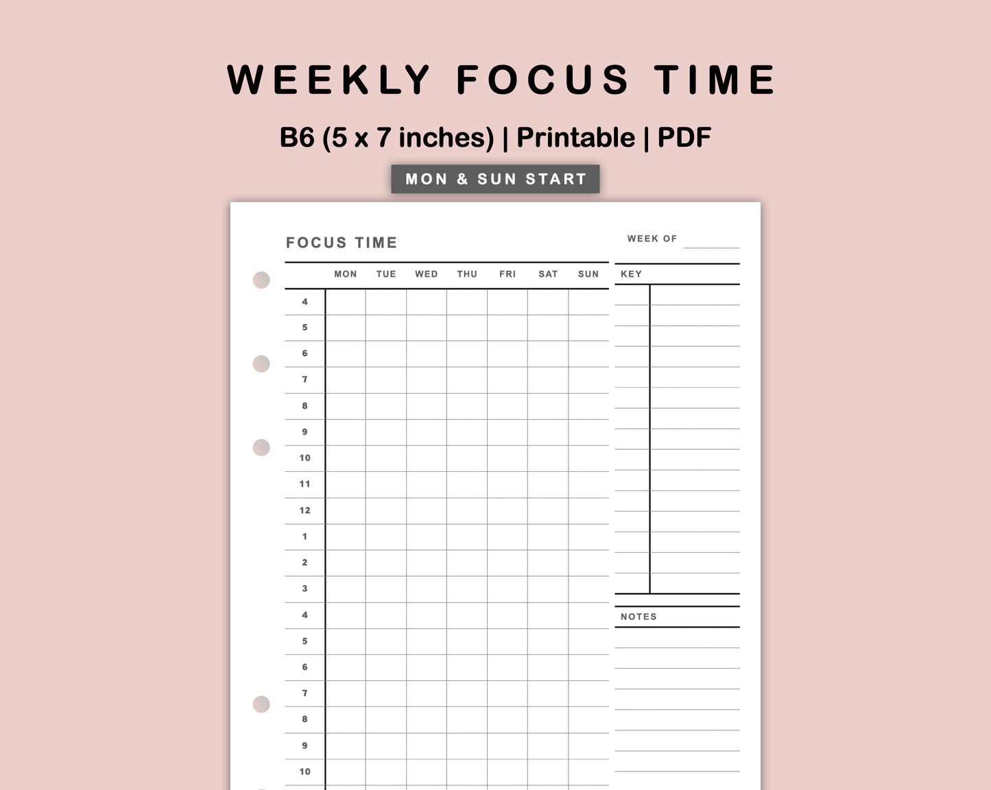 B6 Inserts - Weekly Focus Time