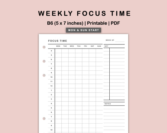 B6 Inserts - Weekly Focus Time