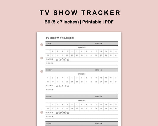 B6 Inserts - TV Show Tracker