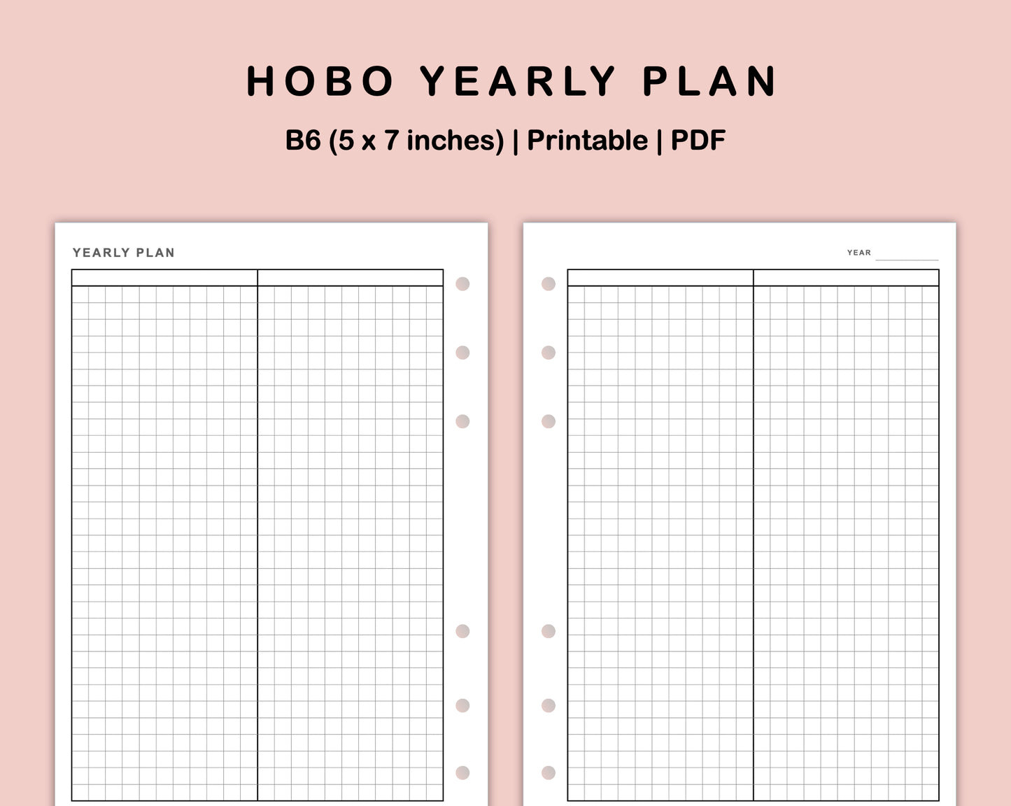 B6 Inserts - Yearly Plan - Hobonichi