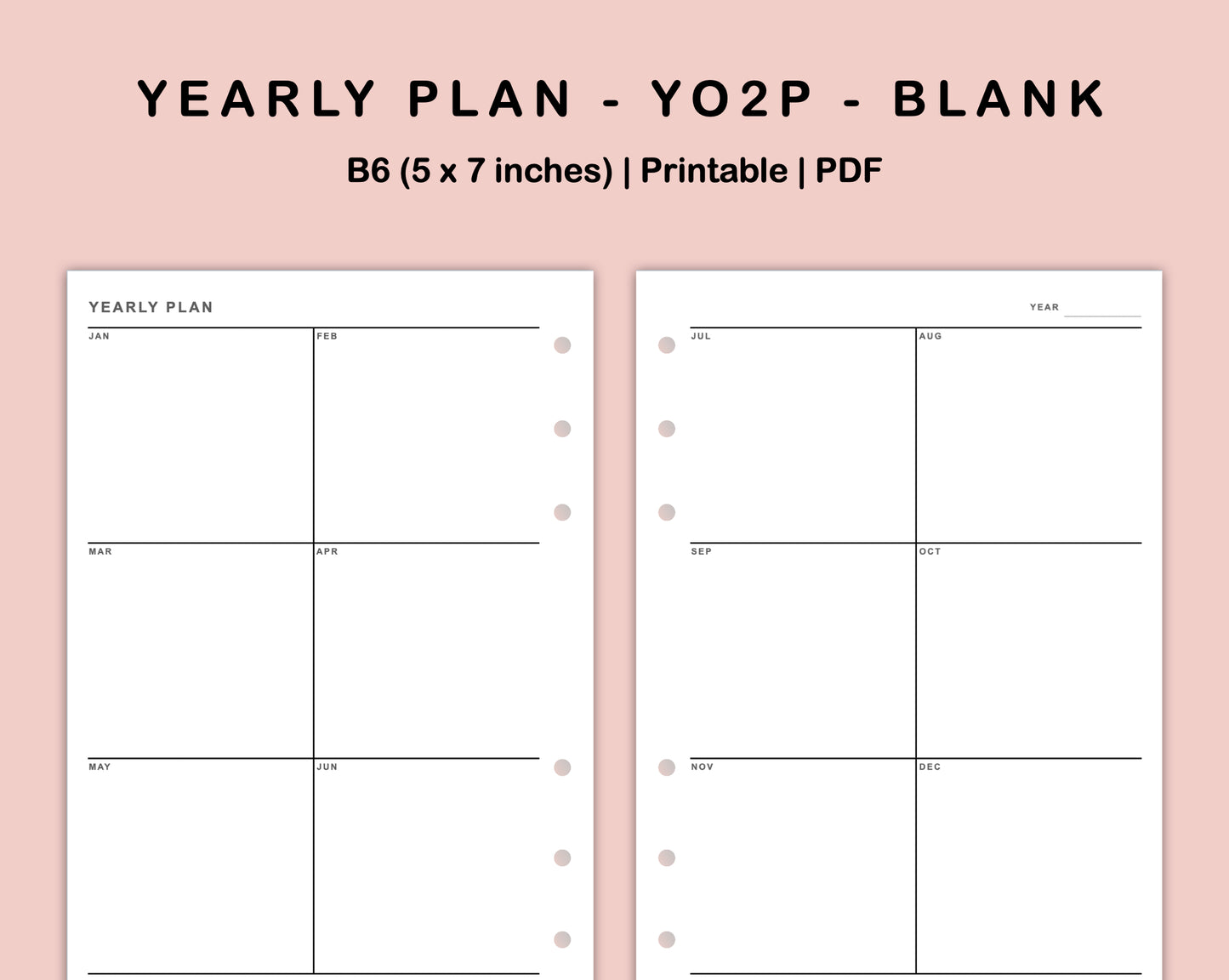 B6 Inserts - Yearly Plan - YO2P - Blank