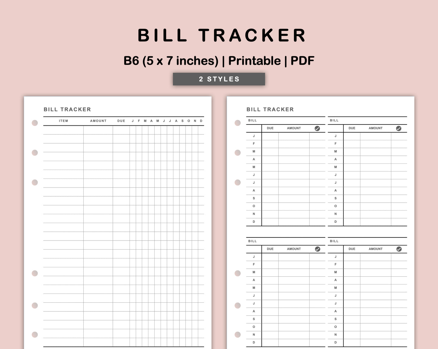 B6 Inserts - Bill Tracker