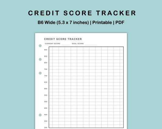 B6 Wide Inserts - Credit Score Tracker