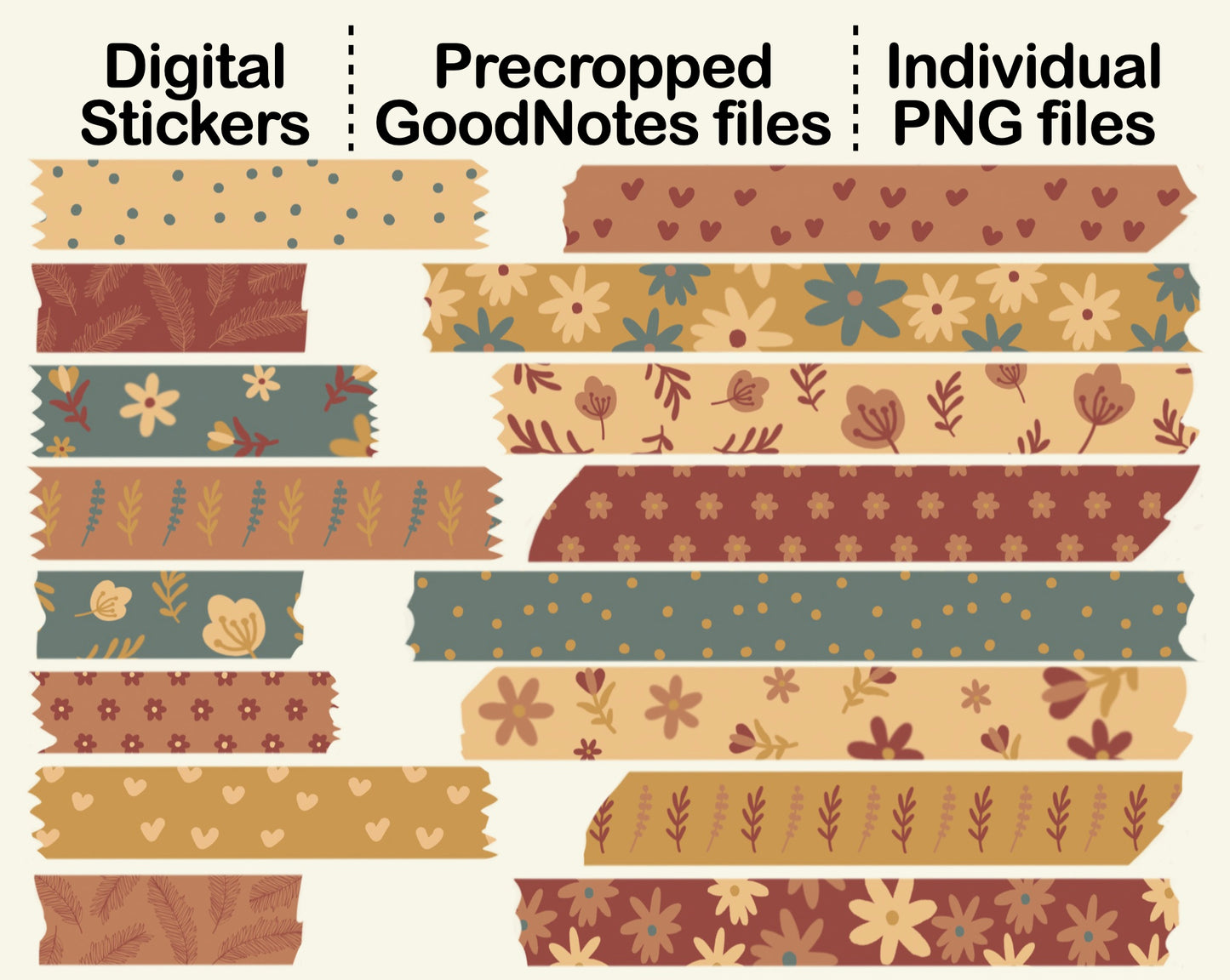 Digital Washi Tape - Boho Floral