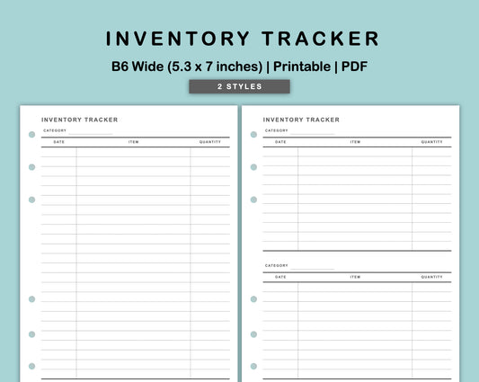 B6 Wide Inserts - Inventory Tracker