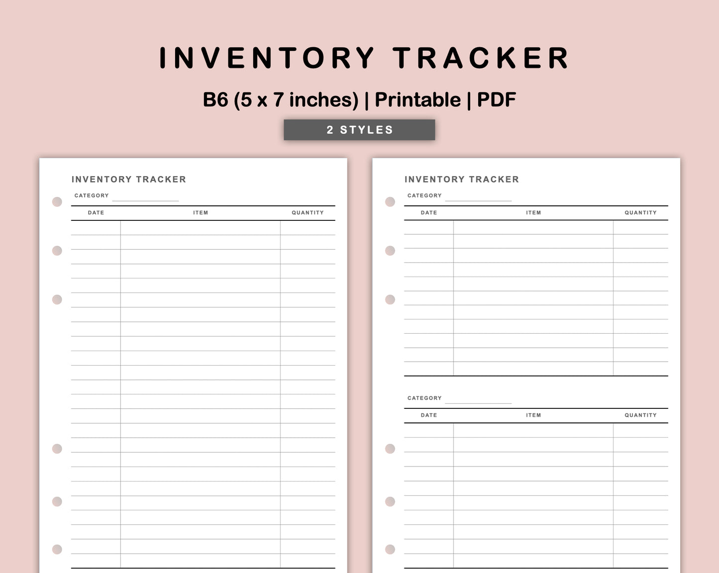B6 Inserts - Inventory Tracker
