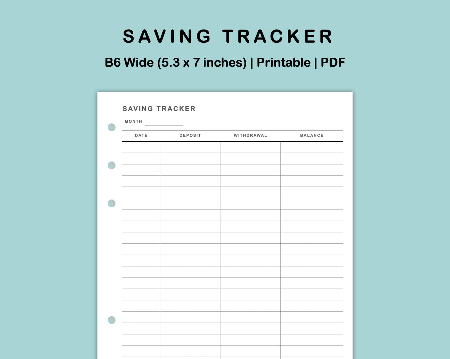 B6 Wide Inserts - Saving Tracker